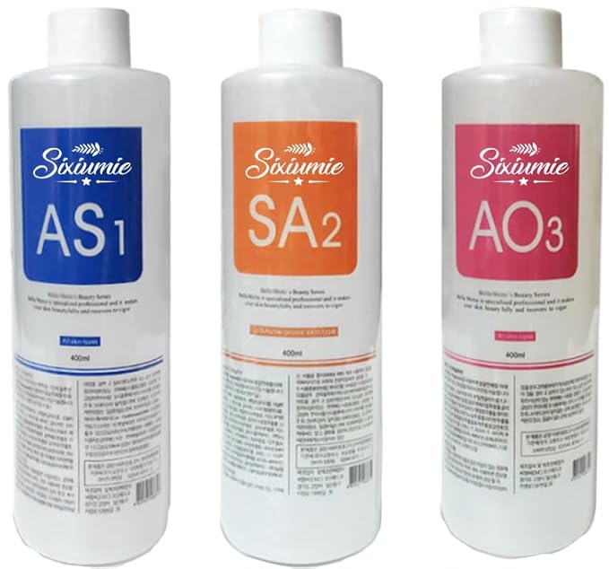Hydrogen Oxygen Facial Machine Serums for Facial Cleansing – AS1 SA2 AO3 Aqua Peeling Solution Top Salon Skin Scrub Hydra Skin Scrub Special Solution Small Bubble Solution (40fl oz) (3)