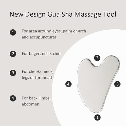 Yeamon Gua Sha Facial Tools and Face Roller Set, Facial Massage Tool for Women’s Skincare Routine,Cooling Stainless Steel Face Sculpting Eyes Roller Guasha for Daily Use or Self-Care Gift for Women