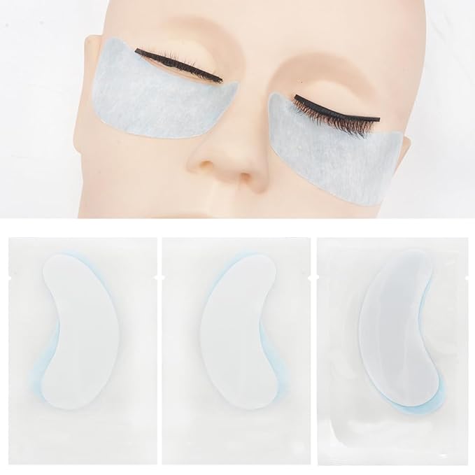 100 Pairs Hydrogel Under Eye Gel Patches Lint Free Eye Lash Pads Eyelash Extension Tool Mask Eyepads, Transparent/Blue