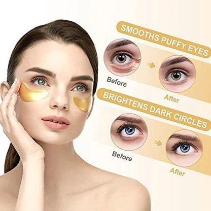 24K Gold Under Eye Patches for Dark Circles & Puffiness – Korean Masks for Bags & Fine Lines – Hydrating Eyes Bag Treatment for Men & Women – Collagen Eye Mask for Wrinkles & Tired Eyes