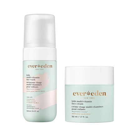 Evereden Kids Happy Face Duo (Melon Juice) - Multi-Vitamin Face Wash & Face Cream Set - Clean & Vegan Skin Care for Kids 3+ - Moisturizing, Nourishing, & Protective Skin Care Set