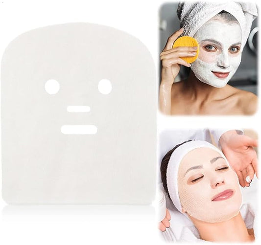 100 Sheets Gauze Mask Large Precut Gauze Face Masks Soft Gauze Face Pads White Net Face Gauze Mask Natural Spa Gauze Facial Mask Facial Skin Paper Sheet Gauze for Spa Beauty Salon