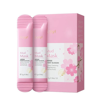 1 Pack Of 20 PCS Japan Flower Individual Package Facial Mud Mask, Deep Cleansing Refining Skin, Even Skin Complexion, Purifying Mud Mask Clay Mask