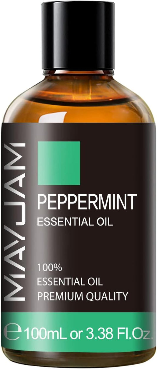 Peppermint Essential Oil, MAYJAM Premium Pure Essential Oils, 3.38FL.OZ Peppermint Oil for Diffusers Soap Candle Making, Ideal for Home Office Car Yoga Use