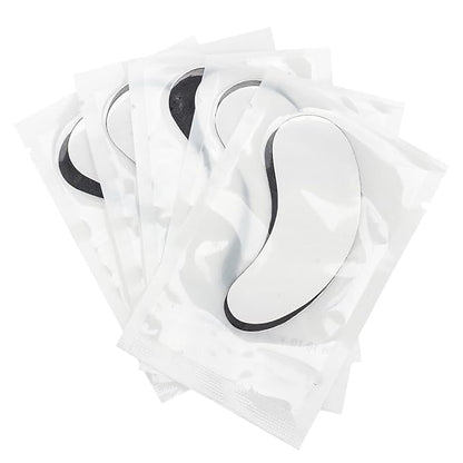 100 Pairs Hydrogel Under Eye Gel Patches Lint Free Eye Lash Pads Eyelash Extension Supplies Beauty Makeup Eye Mask Kit, Transparent/Black
