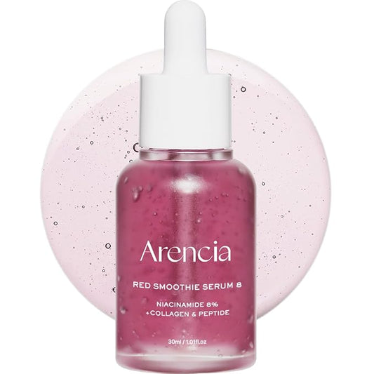 Red Collagen + Peptide Smoothie Serum, 8% Niacinamide, Vitamin C, Vitamin E, lifting anti-aging serum for skin texture for glass skin