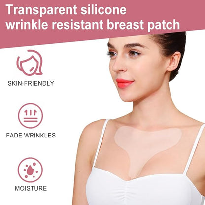 Chest Wrinkle Patches, Reusable Hydrogel Anti Aging Chest Pads, Hypoallergenic Silicone Gel Anti Wrinkle Tape for Side Sleeping, Neck & Décolleté, Smooth Fine Lines (chest-2 Pcs)