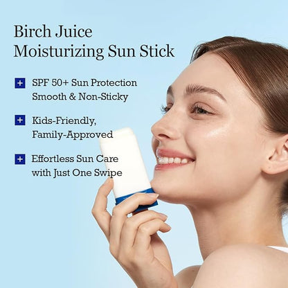 ROUND LAB Birch Juice Moisturizing Sun Stick SPF 50 | Korean Sunscreen Stick for face and body, No White Cast, Outdoor & Travel-Friendly 0.67oz