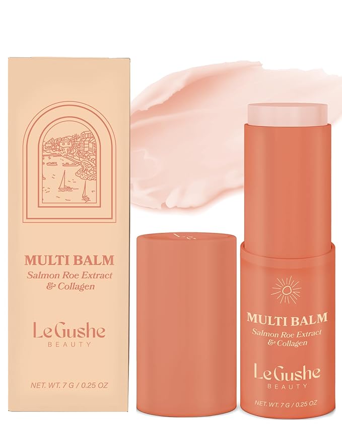 LE GUSHE All-in-One Face Balm Stick - Under Eye Brightener, Anti-Aging Under Eye Balm Stick with Salmon Roe Extract & Collagen - For Fine Lines & Wrinkles - Use on Face, Forehead, Neck