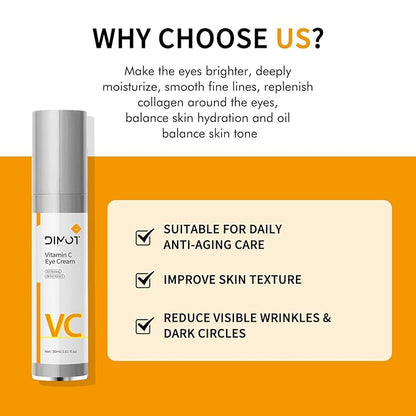 Vitamin C Eye Cream Puffiness Remover Eye Serum Anti-aging & Moisturising Vitamin C Eye Serum Eye Bags Treatment for Men and Women