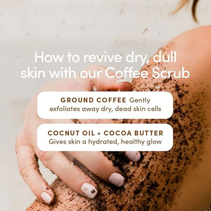 Coffee Scrub - Exfoliating and Hydrating Body Scrub - All Skin Types, Vegan, Cruelty Free, Fragrance Free, 9 OZ