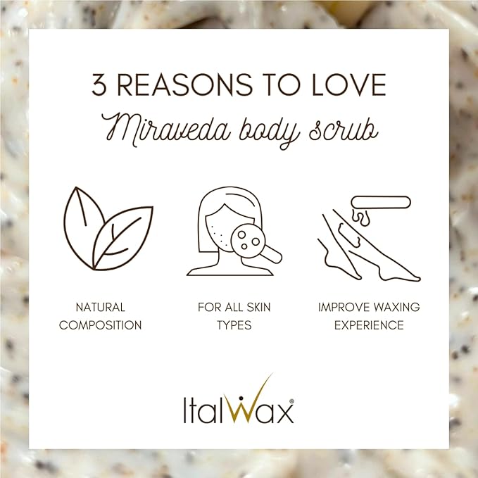 Miraveda by Italwax Almond Scrub 500ml / 16.9fl.oz – With coconut and almond oil – Ideal for hand care