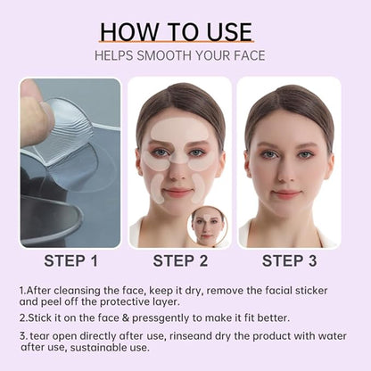 Facial and Forehead Wrinkle Patches, Reusable Hydrogel Face Lift Tape Invisible Anti Wrinkle Patches to Reduce Fine, Frown and Smile Lines, Overnight Filler for Deep Wrinkles Instantly(face-12pcs)