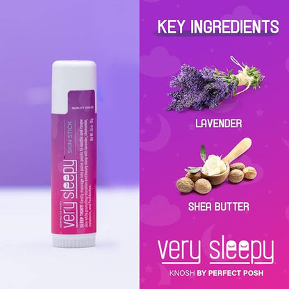 Perfectly Posh - VERY SLEEPY Lavender & Shea Butter Skin Stick - Soothing and Hydrating Balm for Dry Skin - Rejuvenating Lavender Scent - 0.55oz