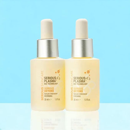 Serious Skincare - Beyond Intensive Vitamin C Serum for Face & Neck - 60 Day Facial Treatment to Brighten & Revive Glow - Visibly Smooth Lines, Wrinkles and Pores - AM & PM 2 Piece Skin Care Set