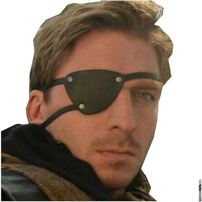 1 Pair Retro Single Eye Patch - Black Eye Patches - PU Leather Pirate Eye Patch Cover Adjustable Medieval Steampunk Blindfold for Adults Role Play Costume Accessories