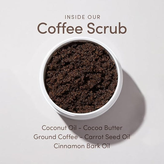 Coffee Scrub - Exfoliating and Hydrating Body Scrub - All Skin Types, Vegan, Cruelty Free, Fragrance Free, 9 OZ