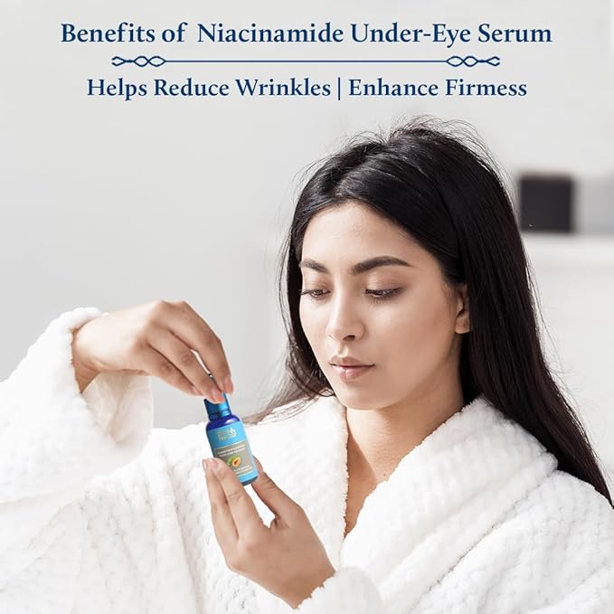 Blue Nectar Dark Circles Under Eye Serum with Plant Based Niacinamide from Potato (1Fl Oz) along with Kumkumadi Face Oil, crafted with natural herbs for radiant skin (0.33 Fl Oz)