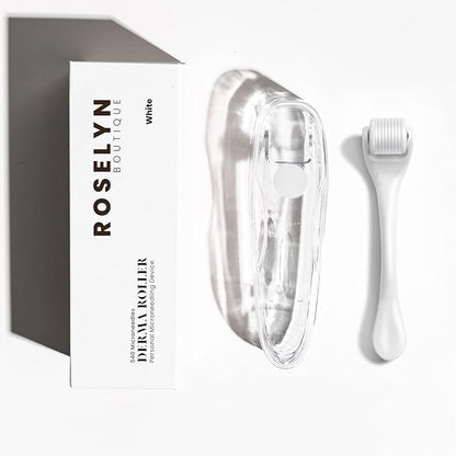 ROSELYNBOUTIQUE Derma Roller for Hair Beard Facial Skin Face 540 Microneedles At-Home Beauty Instrument White Holiday Gift for Men Women