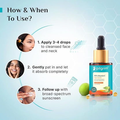 10% Vitamin C Face Serum | Anti Aging Facial Serum with 5% Niacinamide & Kakadu Plum | Reduces Fine Lines, Smooths Skin Texture & Improves Radiance | 1.01 Fl Oz (30ml)