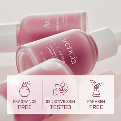 Red Collagen + Peptide Smoothie Serum, 8% Niacinamide, Vitamin C, Vitamin E, lifting anti-aging serum for skin texture for glass skin