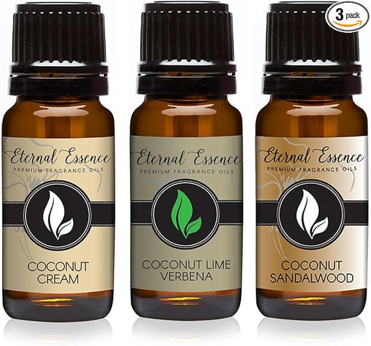 Trio (3) - Cream, Lime Verbena & Sandalwood - Premium Coconut Fragrance Oil - 10ML