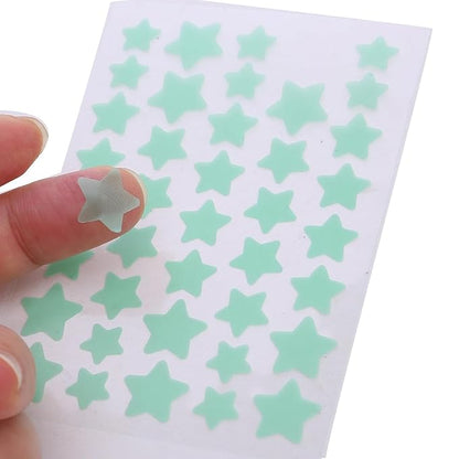10 Sheets/Pack (400 Capsules) Pimple Patches for Face,Hydrocolloid Acne Patches Star Pimple Patches for Healing,Cute Star Face Stickers Zit Patch,Pore Cleansing Strips,Treatments and Masks (Green)