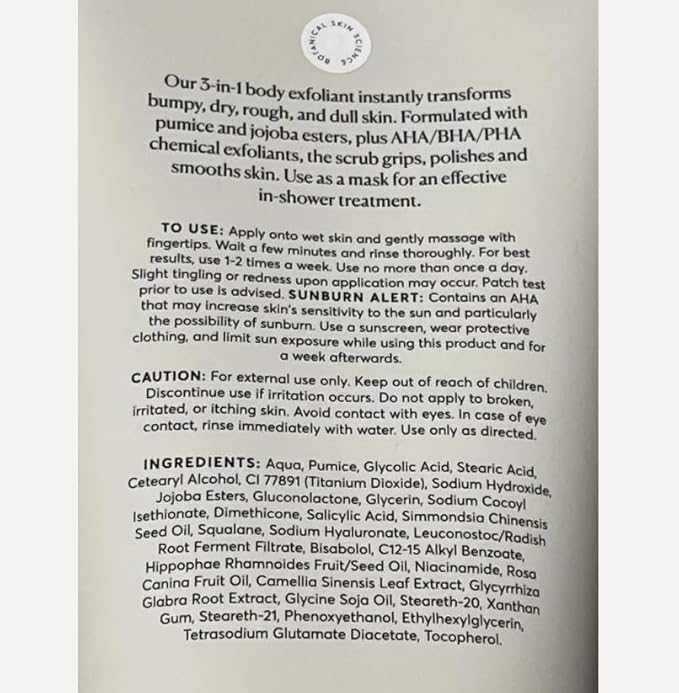 Naturium KP Body Scrub & Mask for Keratosis Pilaris, Bump Eraser Shower Scrub & Exfoliator for Skin, 8 oz