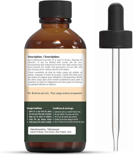 Red Cedarwood (Thuja plicata) Oil | Pure & Natural Essential Oil for Aroma, Skincare & Massage- 30ml/1.01fl oz