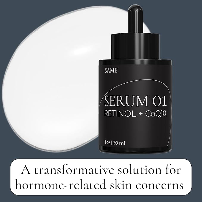 Same Skincare Face Serum 01: CoQ10 Retinol Serum for Face, Vitamin C, Hyaluronic Acid, Facial Serum Supports Anti Aging, Acne, Skin Texture, Fine Lines & Wrinkles, Organic, Vegan, Cruelty Free, 1 oz