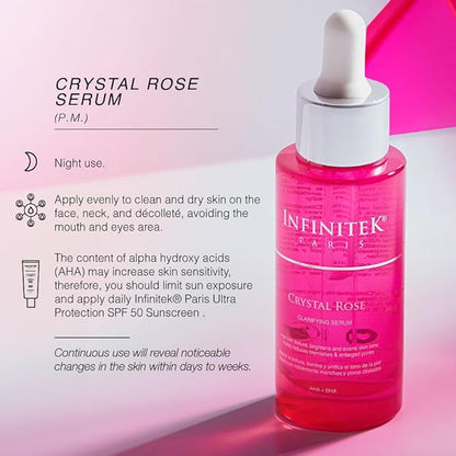 Infinitek Paris Crystal Rose Serum - Hydrating and Exfoliating Brightening Serum, Face Moisturizer and Skin Lightening Serum for Radiant, Moisturized Skin - Premium Facial Moisturizer 1 Fl Oz