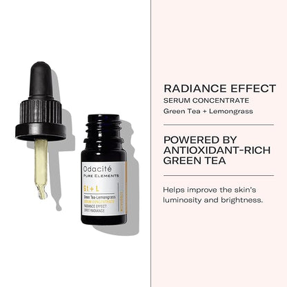 Odacité Brightening Serum Concentrate with Green Tea + Lemongrass for Radiant Skin - Lightweight, Hydrating & Brightening Anti-Aging Facial Oil Concentrate for Sluggish & Lackluster Skin - 0.17 fl. oz