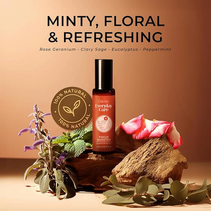 Gya Labs Focus Booster Essential Oil Roll on - Supports Sustained Sense of Focus for Studies & Tasks - 100% Pure Natural Aromatherapy Oil Roller, Geranium & Eucalyptus Blend, Travel Size (0.34 Fl Oz)