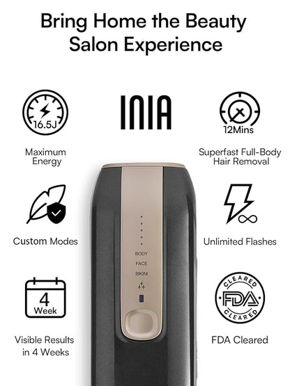 Laser Hair Removal Device for Women and Men, INIA Fond Hair Remover with Long-Lasting in Hair Reduction for Body&Face, Safe at-home Results for Armpits, Bikini and Legs