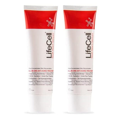 LifeCell All In One Anti-Aging Cream – Reduces Wrinkles, Fine Lines, Dark Circles & Sun Damage – Retinol, Vitamin C, DMAE & Hyaluronic Acid – Fragrance-Free, for All Skin Types (2.54oz), 2-Pack