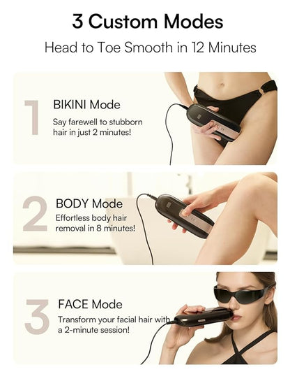 Laser Hair Removal Device for Women and Men, INIA Fond Hair Remover with Long-Lasting in Hair Reduction for Body&Face, Safe at-home Results for Armpits, Bikini and Legs