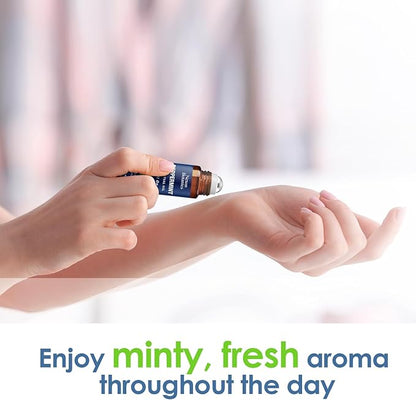 Peppermint Essential Oil Roll-On 10 ml - Pure, Natural & Prediluted Oil Blend Roller with Fresh Minty Aroma - Aromatherapy & Headache Relief - Nexon Botanics