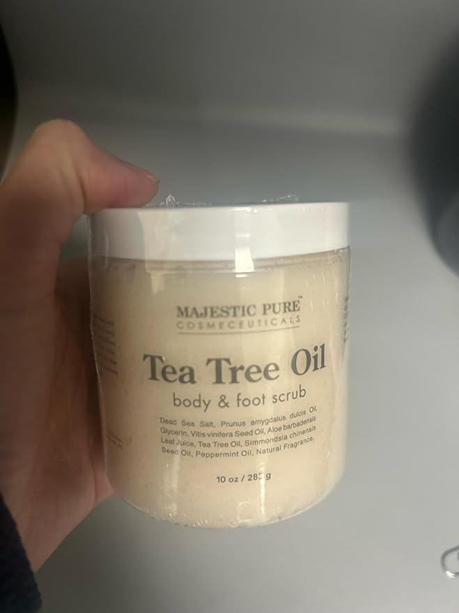 MAJESTIC PURE Tea Tree Foot & Body Scrub with Tea Tree Oil, Exfoliating Salt Scrub to Exfoliate & Moisturize Skin, Deep Cleansing - 10 oz