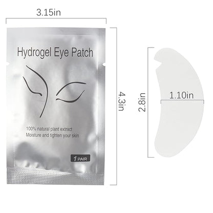 100 Pair V Shape Under Eye Gel Pads Hydrogel Eye Patches For Eyelash Extension, Lint Free Under Hydrogel Eye Mask Pads Lash Extension Supplies(Silver)