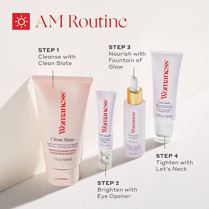 Womaness Let's Neck Firming Serum - Hydrates, Lifts, and Smoothes with Cooling & Massaging Roller Applicator - Cream for Women to Smooth Wrinkles & Tightening Sagging Skin - 50ml Roller