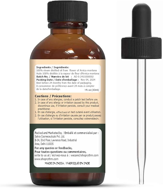 Arnica (Arnica Montana) Oil | Pure & Natural Essential Oil for Skincare, Hair Care & Massage - 30ml/1.01fl oz