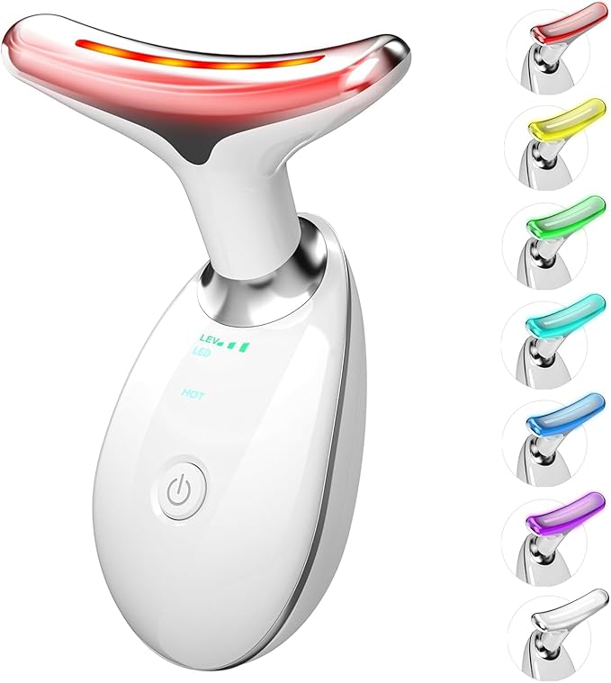 7 in 1 Face Massager Tool, Red Light Therapy for Face and Neck, Red Light Therapy Wand, Face Lift Device for Skin Care, White