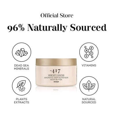 '-417 Dead Sea Cosmetics Ocean Deep Nutrition Body Butter For Dry Skin - Nourishes & Protects from UV Radiation - Softening Body Moisturizer - With Shea Butter & Aloe Vera - All Natural 8.4 oz