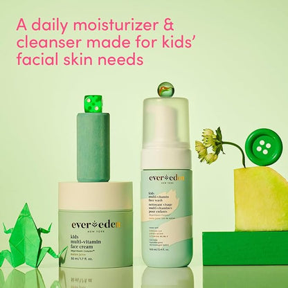 Evereden Kids Happy Face Duo (Melon Juice) - Multi-Vitamin Face Wash & Face Cream Set - Clean & Vegan Skin Care for Kids 3+ - Moisturizing, Nourishing, & Protective Skin Care Set
