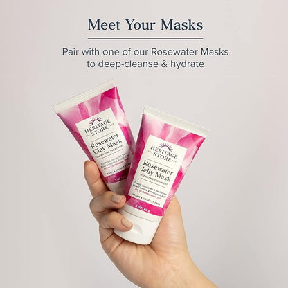 HERITAGE STORE Rosewater - Refreshing Facial Mist for Glowing Skin with Damask Rose, All Skin Types - Rose Water Spray for Face, Made Without Dyes or Alcohol, Hypoallergenic, Vegan, Cruelty Free, 8oz