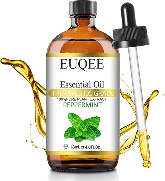 Peppermint Essential Oil 118 ml Pure Peppermint Oil with Glass Dropper for Aromatherapy, Diffuser, Soap Candle Making - 4Fl. Oz