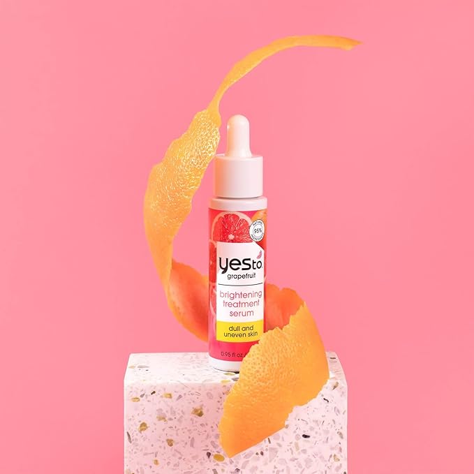 Yes To Grapefruit Treatment Serum, Brightening Lightweight Formula To Loosen Dead Skin Cells, Smooth Complexion & Tone Skin, With Vitamin C & PHAs, Natural, Vegan & Cruelty Free, 0.95 Fl Oz