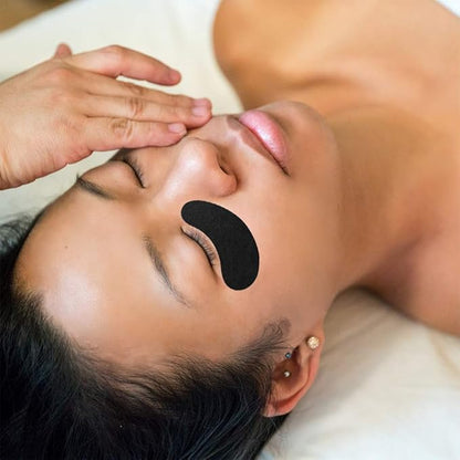 100 Pairs Hydrogel Under Eye Gel Patches Lint Free Eye Lash Pads Eyelash Extension Supplies Beauty Makeup Eye Mask Kit, Transparent/Black