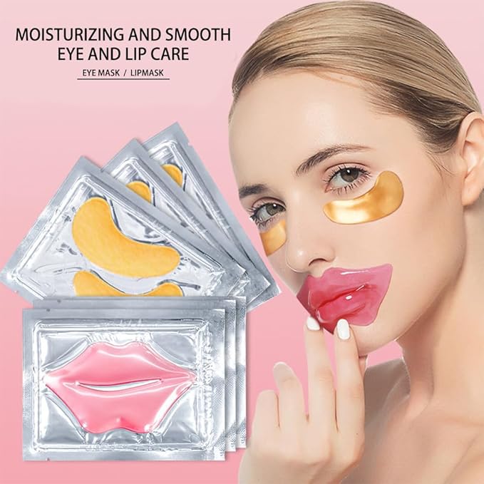15 Pairs Eye Mask and 15 Pcs Lip Mask, Under Eye Patches and Lip Pads, Anti Aging Eye and Lip Mask, Collagen Crystal Mask Set.