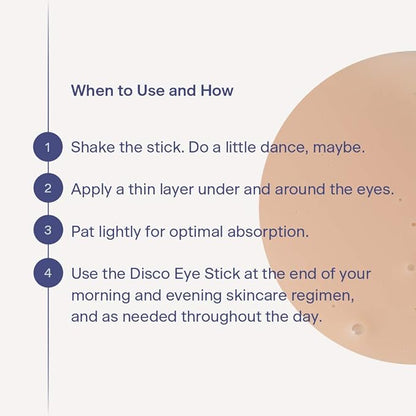 Disco Men's Eye Bag Treatment, Roller Serum for Men, Under Eye Cream Natural Caffeine Anti Aging Stick Balm, Reduce Puffiness, Wrinkles, Dark Circles, Crows Feet, Bags, Dark Circles, Lines, Puffiness